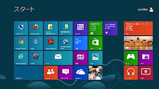 Windows 8 Sambaファイル共有の画面
